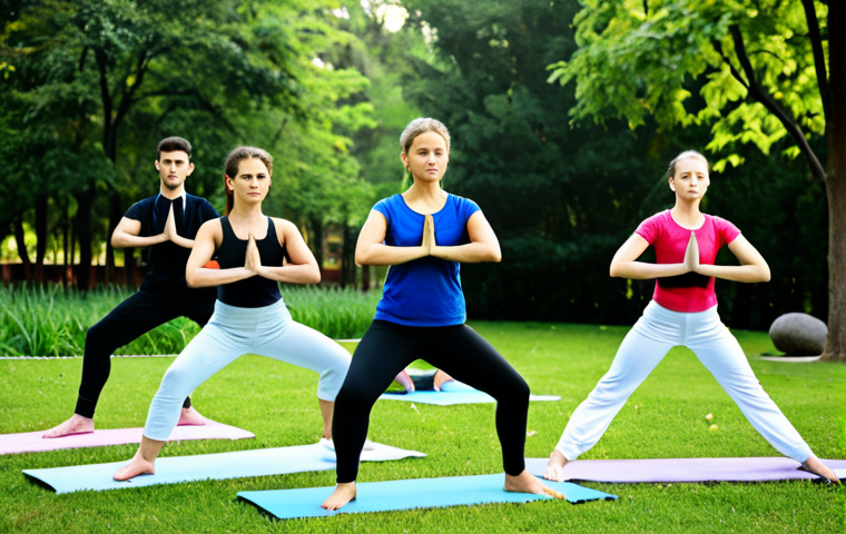 **

"A group of fully clothed teenagers participating in a yoga class outdoors, led by a yoga instructor. They are in a park setting, with trees and greenery in the background. The atmosphere is calm and peaceful. appropriate attire, safe for work, professional setting, perfect anatomy, natural pose, family-friendly, high quality."

**
