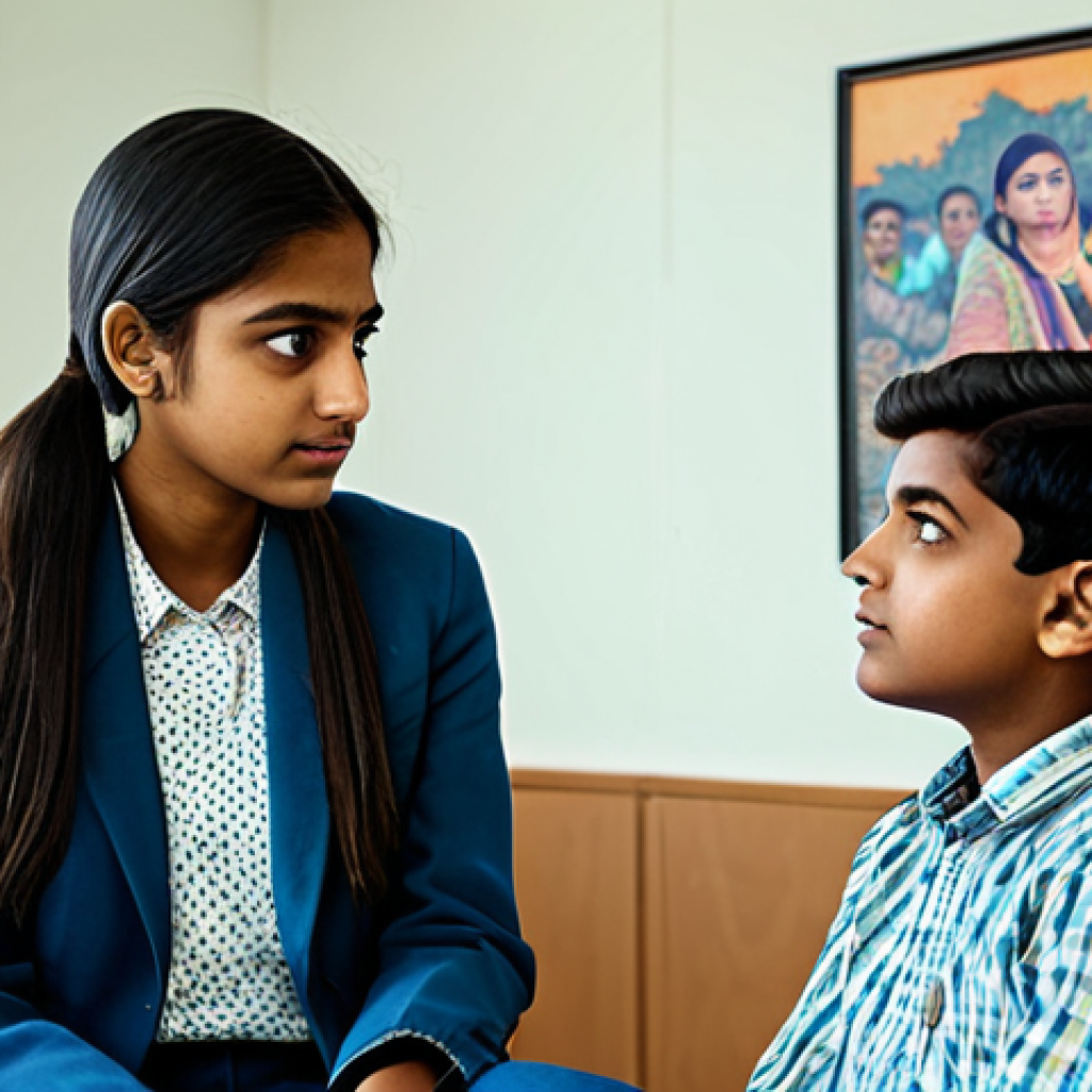 청소년지도사 업무 관련 이슈 사례 - **Teenager Listening Attentively:** "A fully clothed, professional teenage counselor attentively lis...