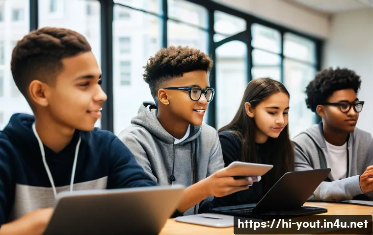 청소년지도사로서의 진로 탐구 사례 - **Prompt 1: Empowering Digital Natives with Youth Leadership**
    "A vibrant and diverse group of t...