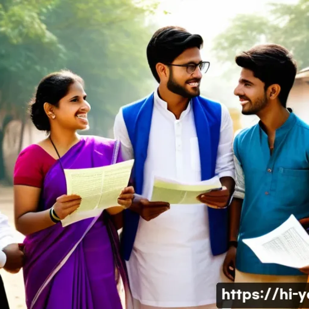 청소년지도사와 청소년 자원봉사 지원 - A dynamic scene depicting young Hindi-speaking leaders in traditional and modern attire engaged in a...
