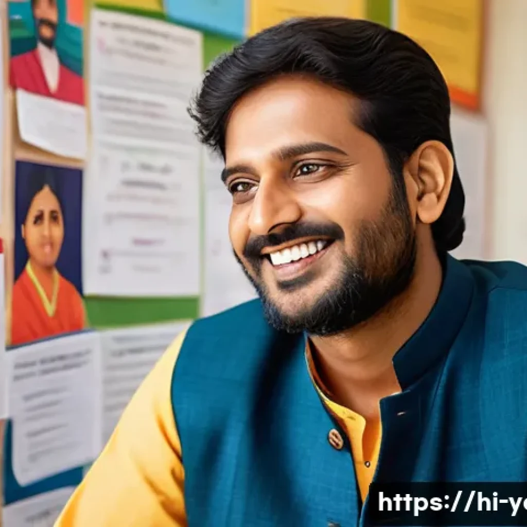 청소년지도사와 청소년 교육환경 개선 사례 - A compassionate Indian mentor in traditional kurta, warmly engaging with a diverse group of enthusia...