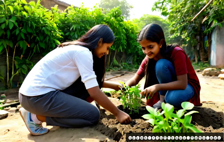 청소년지도사로서의 봉사활동 참여 사례 - Photorealistic community volunteering scene in India, a compassionate young adult youth counselor we...